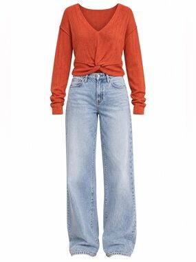 Free People Got Me Twisted Sweater Orange